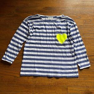 Chinti and Parker Blue and White Striped 3/4 Sleeve Top